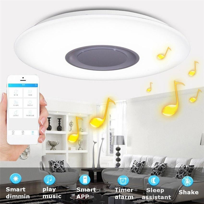 Đèn LED 36W đổi màu RGB kiêm loa ốp trần thông minh - Đèn LED ốp trần kiêm loa Bluetooth 36W điều khiển qua điện thoại - Đèn LED âm trần kiêm loa Bluetooth