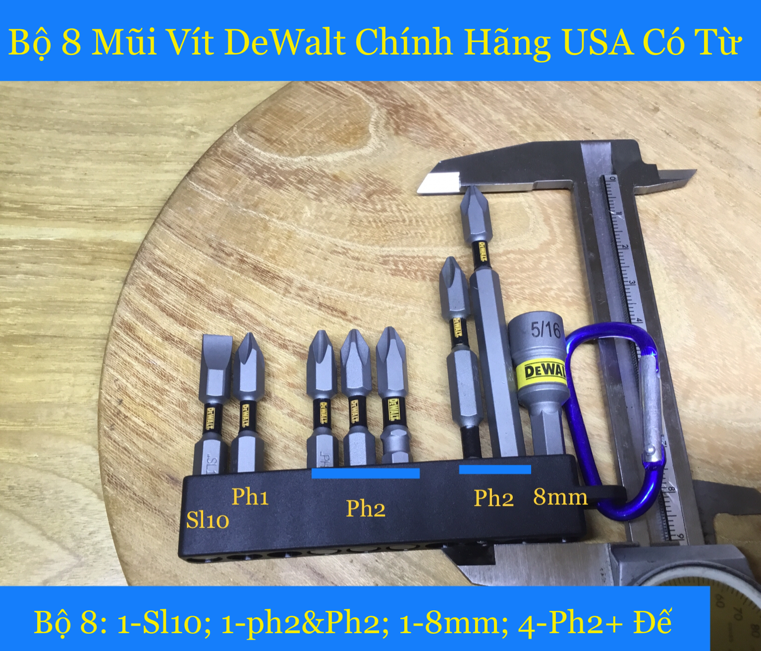 Bộ 8 Mũi Vít DeWalt Chính Hãng Có Từ