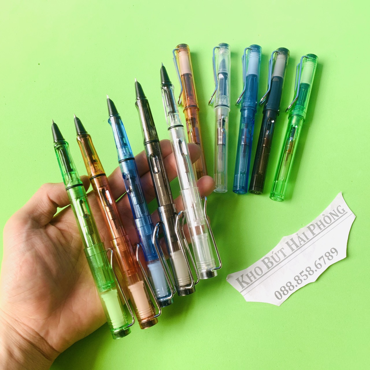 Combo 10 bút máy trong suốt ngòi nhỏ