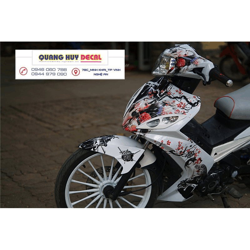 Tem trùm  xe exciter 2010 trắng samuarai chế đẹp  - Tem dán xe máy exciter 2010 chỉnh sửa thiết kế  -chế tem exciter 2010 trắng samurai  rẻ đẹp chất