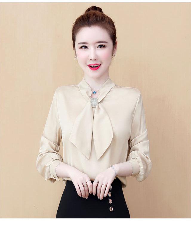 Áo sơ mi phi lụa cột nơ cục sang NGOCTRAN - NT6362A