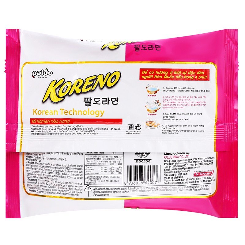 [Siêu thị WinMart] -Mì vị tôm Koreno gói 100g