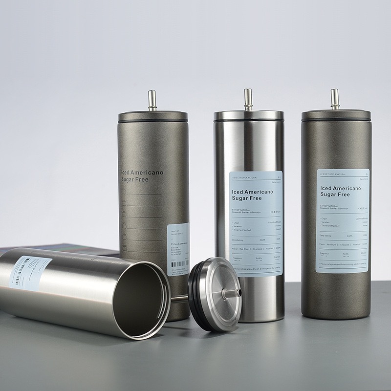 Bình giữ nhiệt hình trụ kèm ống hút 600ml