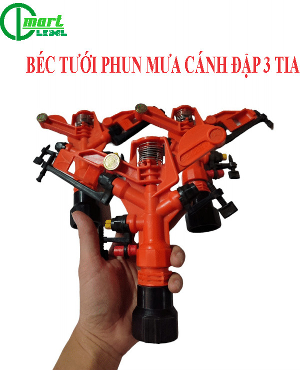 Béc tưới phun mưa cánh đập 3 tia bb-c3t. béc phun bán kính 8-15m ren 27-34