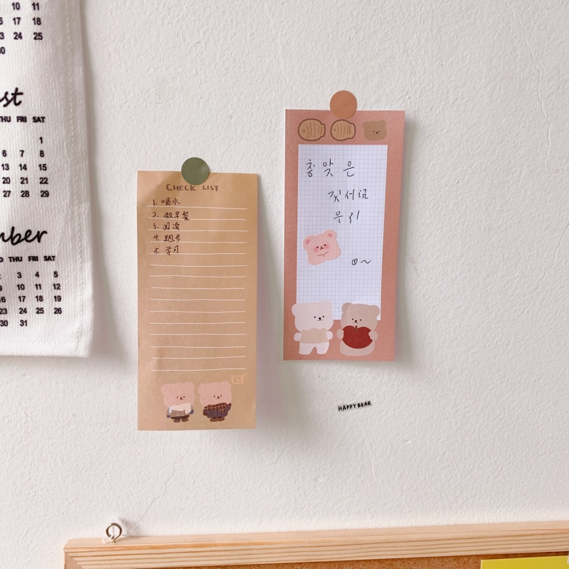 50 PCs cute bear note sticky memo pad thick cute memo pad-Hause