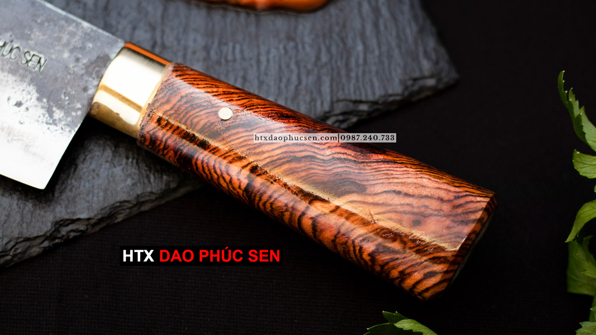 Dao thái 20 nhíp xe cán gỗ khâu đồng G02D