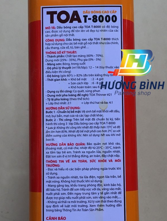 Dầu bóng cao cấp TOA T-8000 (Lon 850ml)