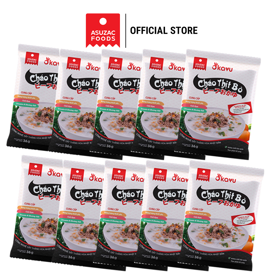 Cháo thịt bò Asuzac Combo 10 gói (36g x 10 gói)