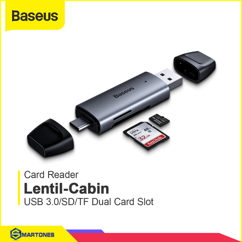 Bảng giá Đầu đọc thẻ nhớ Baseus Lentil-Cabin 2 in 1 USB và C  hỗ trợ USB 3.0 , SD/TF cho máy tính , điện thoại, iPad Pro 2018 2020 Phong Vũ