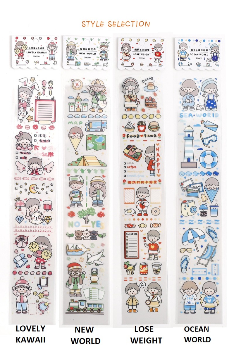 Sticker chibi zaomo bản dài trong suốt (chất pvc)