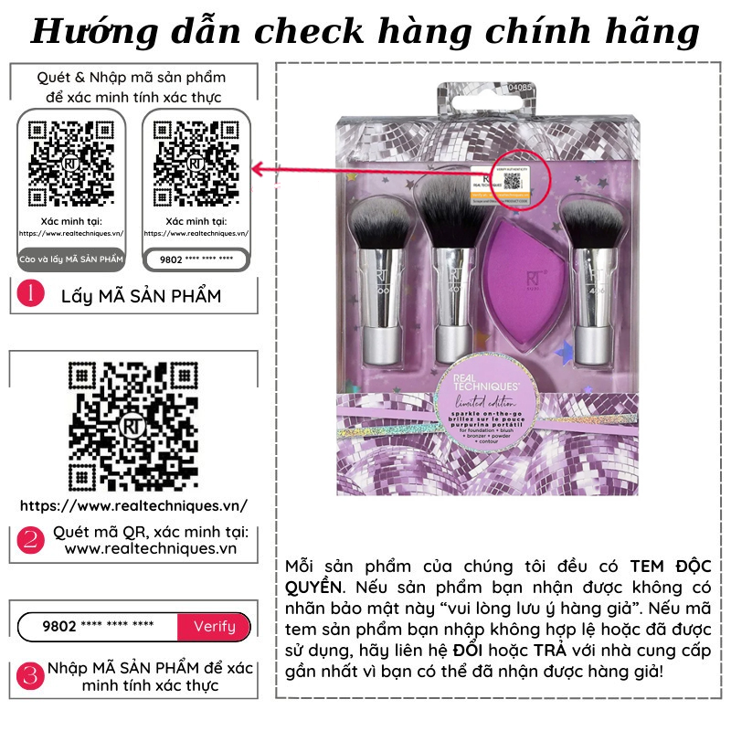 [HCM]Bộ cọ Real Techniques SPARKLE ON-THE-GO Limited