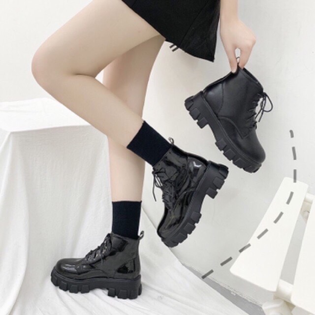 Bốt đốc đế răng cưa đenbóng lì