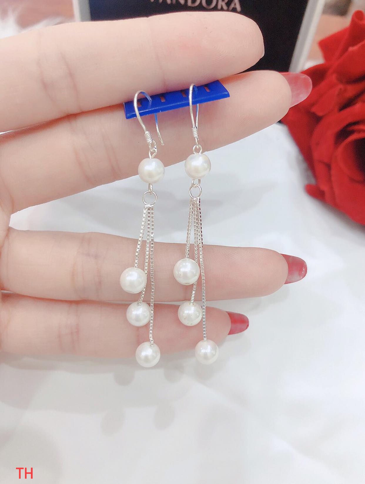 Bông tai nữ dáng dài duyên dáng, bạc 925, Tiệm bạc Mê Ly