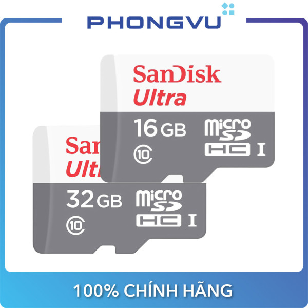 Thẻ nhớ Micro SDHC Sandisk 16GB/32GB (class 10) Ultra - Bảo hành 7 năm