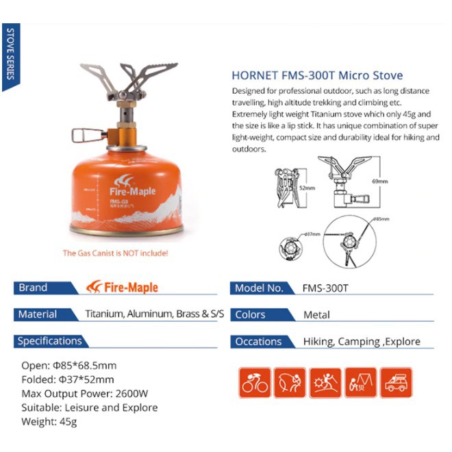 Bếp gas du lịch mini Titanium Fire Maple FMS-300T