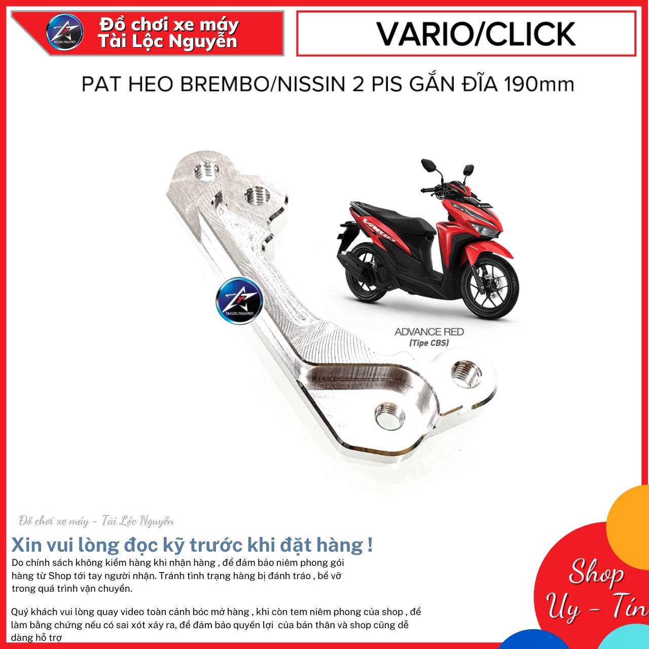 Pat cnc heo brembo/nissin 2pis gắn đĩa 190mm vario/click 2018