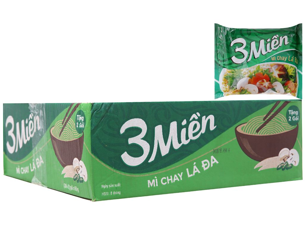 Thùng mì 3 Miền chay lá đa