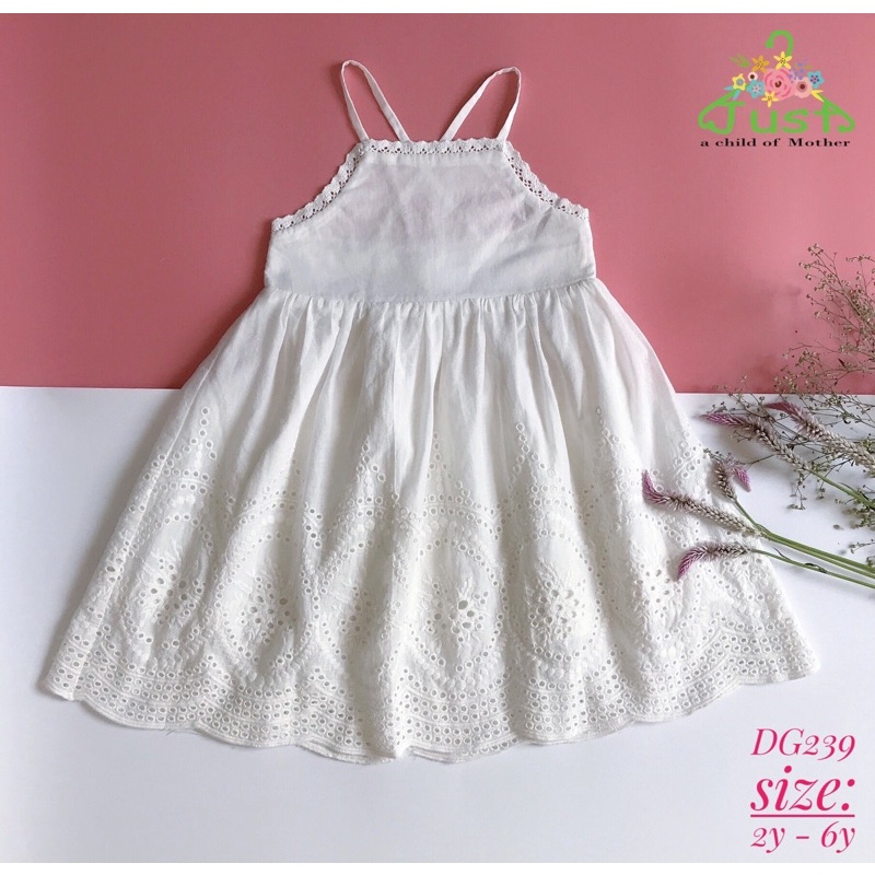 Váy Dây Thô thêu ren chân,Kiểu yếm phối ren,Size 2-6