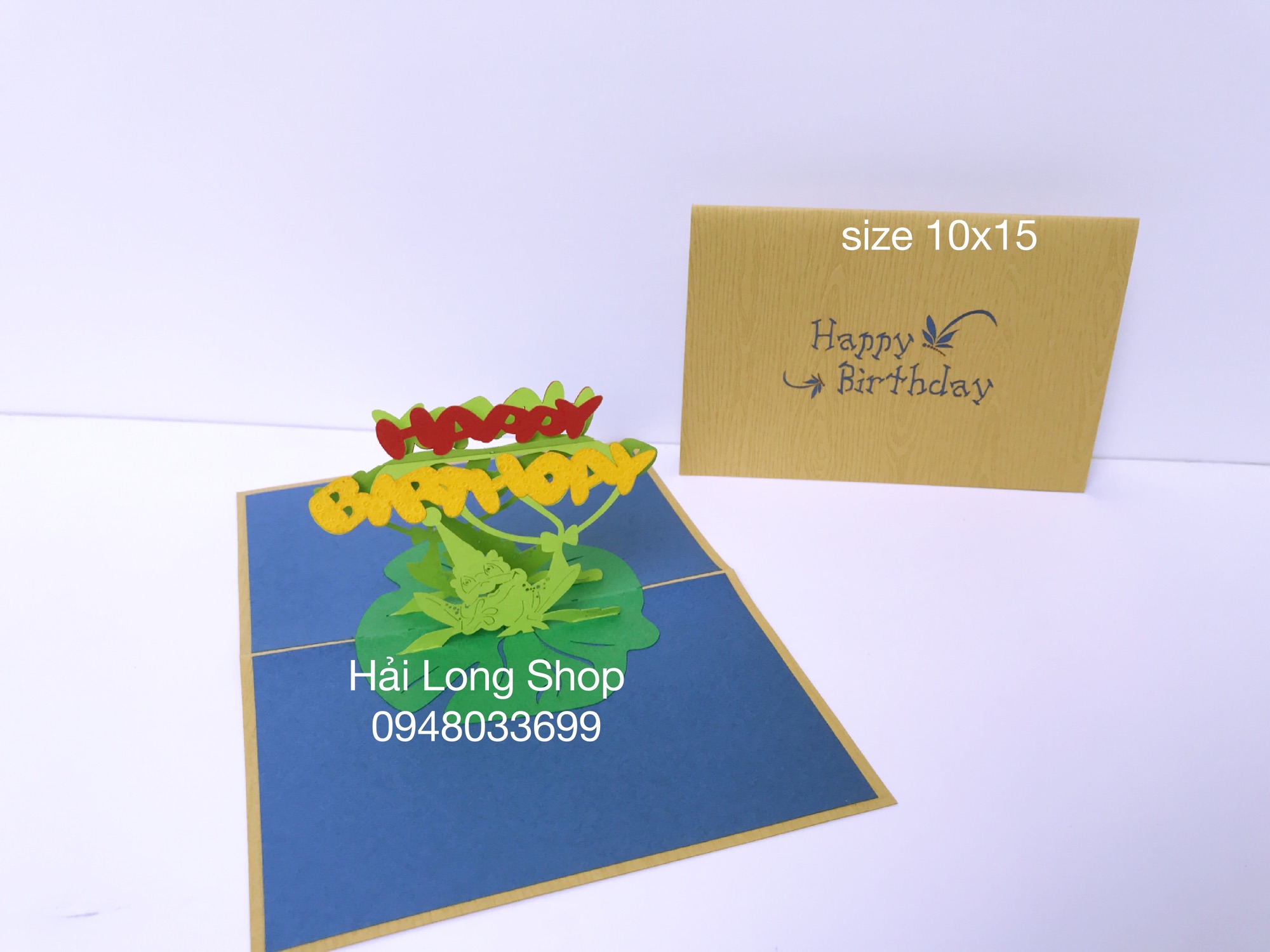 Con Ếch - Frog - Birthday - Sinh nhật - Thiệp 3D ( 2 màu bìa )