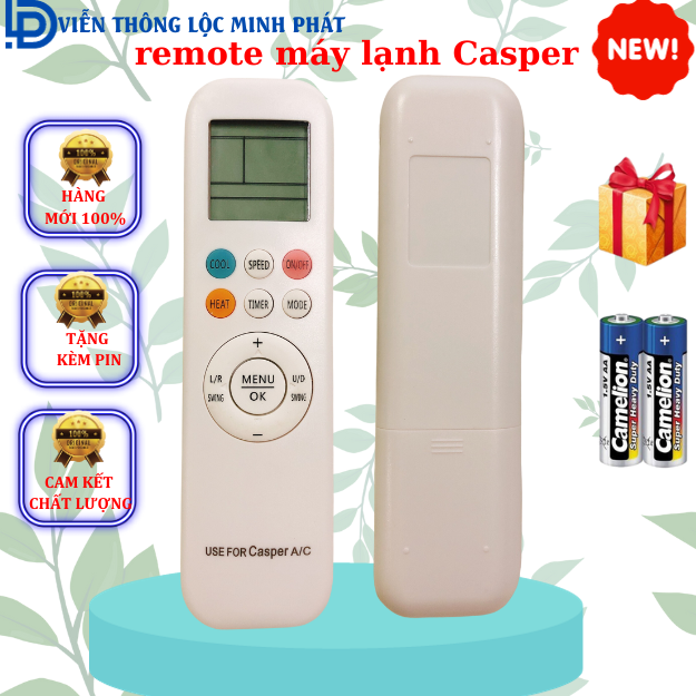 Remote điều khiển máy lạnh máy điều hòa casper ykr - tặng kèm pin