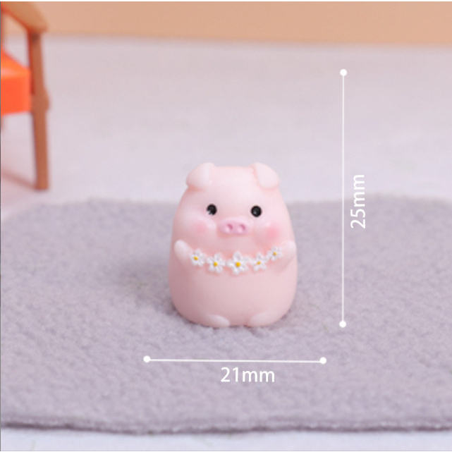 Mô hình heo con bed time decor bàn học, terrarium