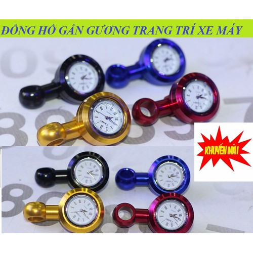 Đồng hồ xem giờ gắn gương trang trí xe máy