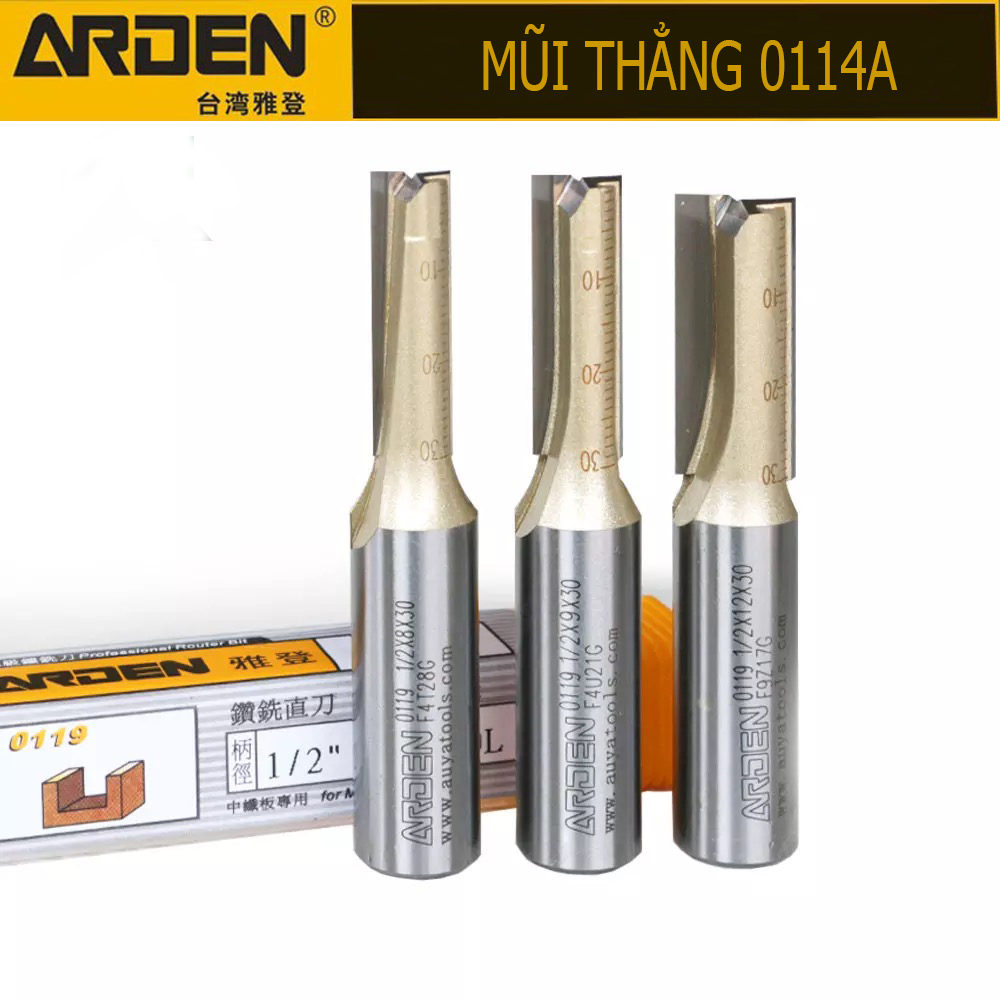 [HCM]Mũi Router thẳng ARDEN 6-12mm Cốt 12mm
