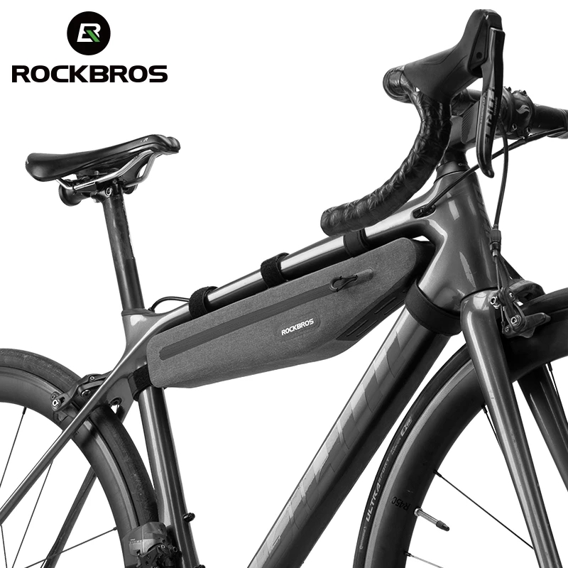 ROCKBROS 1.5L Túi đựng xe đạp không thấm nước hoàn toàn Ống trước Túi đựng xe đạp leo núi Tam giác Túi kéo dài đôi dây kéo chống xước Túi xe đạp phụ kiện cho xe đạp