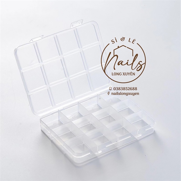 Hộp nhựa 12 ô vuông đựng charms, đựng đá trang trí móng