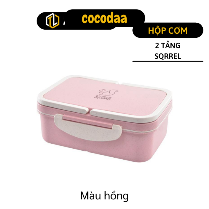 Hộp cơm văn phòng SQIRREL - Hộp cơm 2 tầng, 3 ngăn đựng đồ ăn văn phòng, du lịch có quai xách tiện lợi