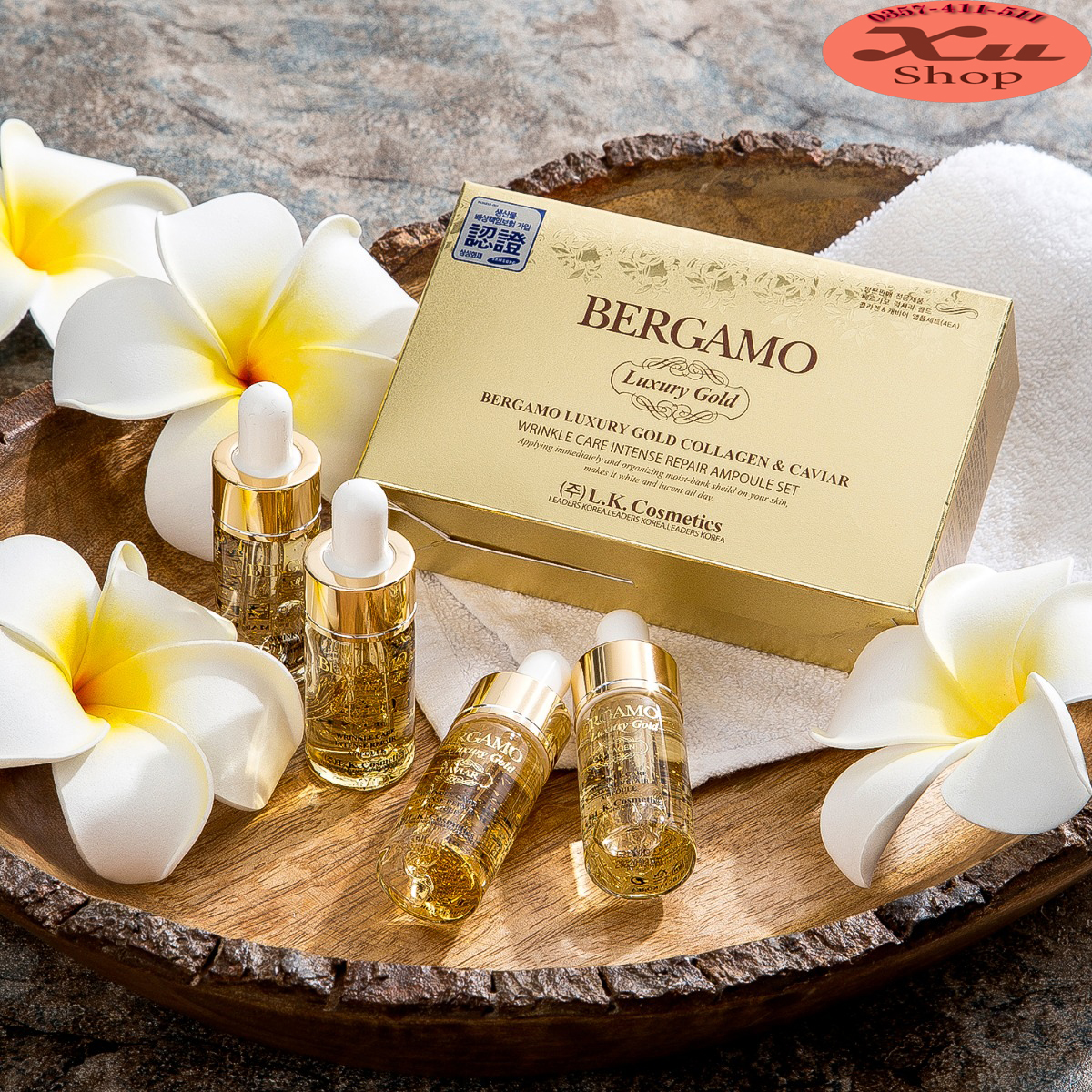 Serum Bergamo Luxury Gold Collagen Caviar (hộp 4 lọ)