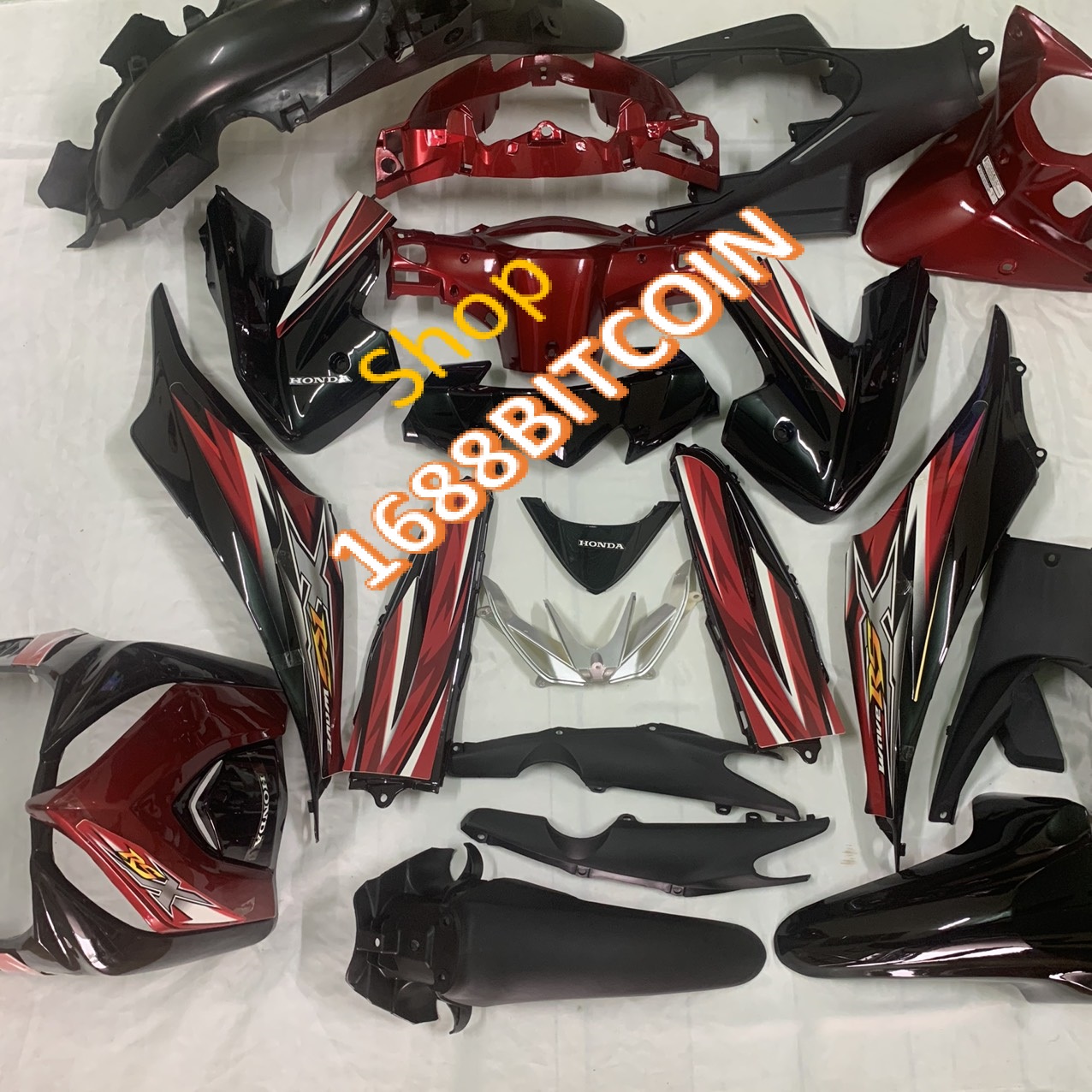 {Tặng kèm tem} Bộ dàn áo xe máy Wave RSX 110 - RSX 2010- 2011 FULL ĐỎ ĐEN