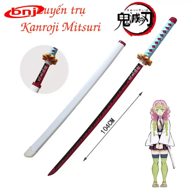 Mô hình Kiếm Gỗ Mitsuri - luyến trụ 1m ( lưỡi kiếm bằng gỗ ) - kiếm nhật katana / kiếm Kimetsu No Yaiba 1m gỗ / Kiếm Thanh Gươm Diệt Quỷ, demon slayer katana
