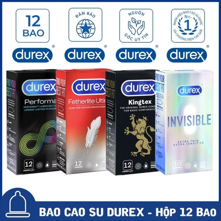 [HCM](FREE SHIP) 04 Hộp Durex Performa kéo dài + Fetherlite siêu mỏng + Kingtex size cỡ nhỏ + Invisible Extra Thin