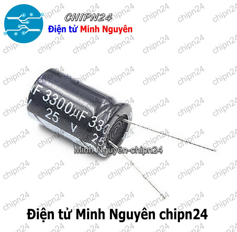 [3 con] (F260) Tụ hóa 3,300uF 25V Đen (16x25mm) (3300uF 25V) - HH000694