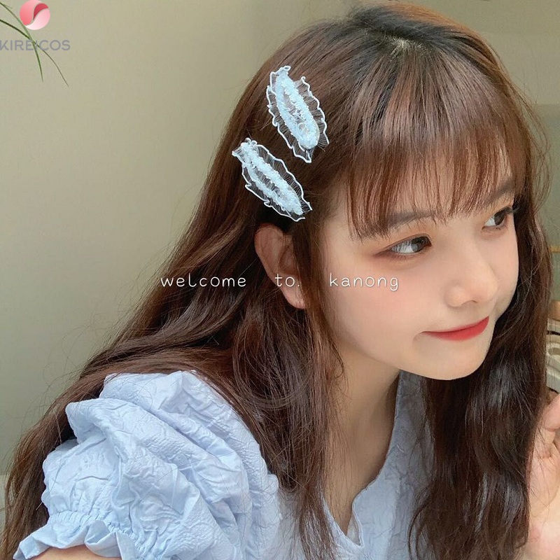 [HCM]Set 2 kẹp tóc mái có ren siêu xinh - kireicos