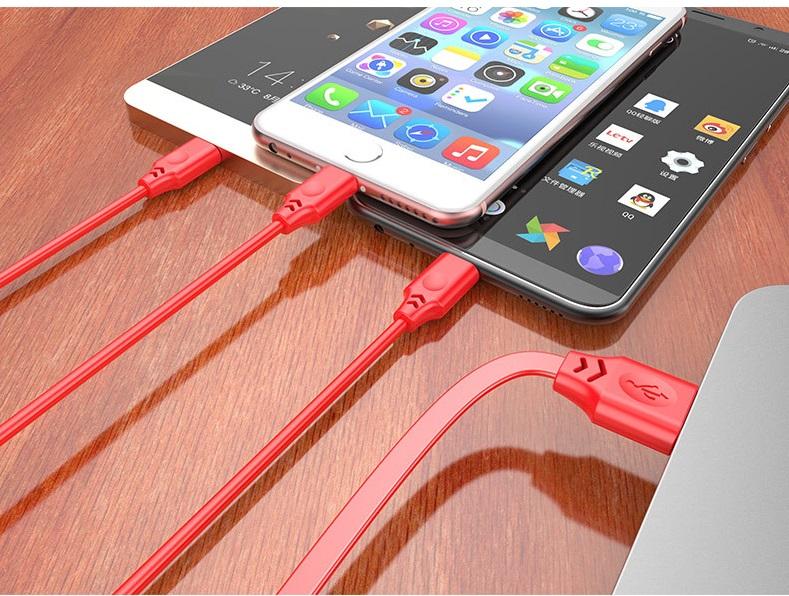 Cáp sạc dây kéo cuộn tròn 3 đầu