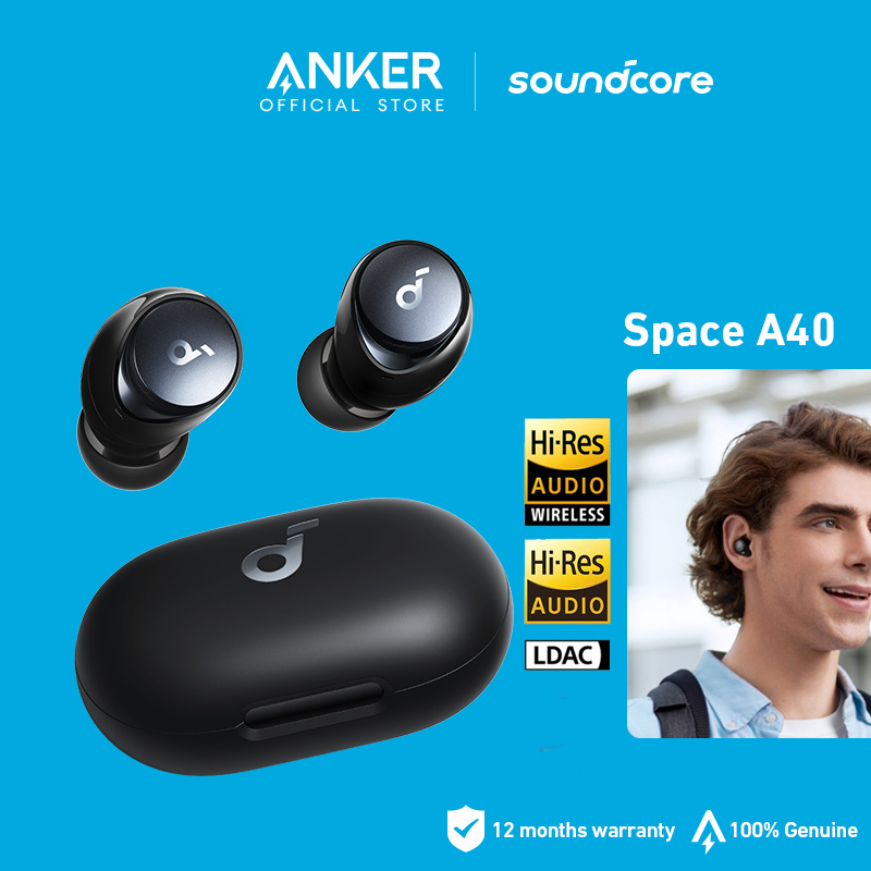 Soundcore by Anker Space A40 Earbuds Bluetooth 5.2 Auto-Adjustable ANC Wireless Earbuds 50H Playtime Hi-Res Sound Headsets Wireless Charging Headphone