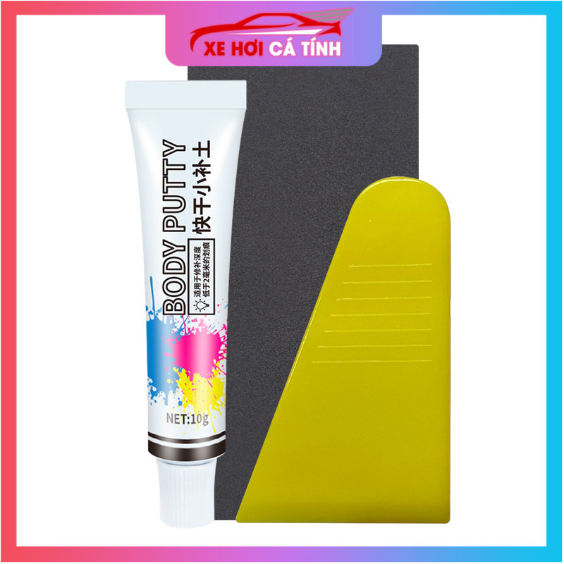 Bả matit vết trầy xước xe ô tô HAOSHUN 10gr, bột trét ATM ô tô đầy đủ dụng cụ bả nhanh khô bền đẹp hiệu quả
