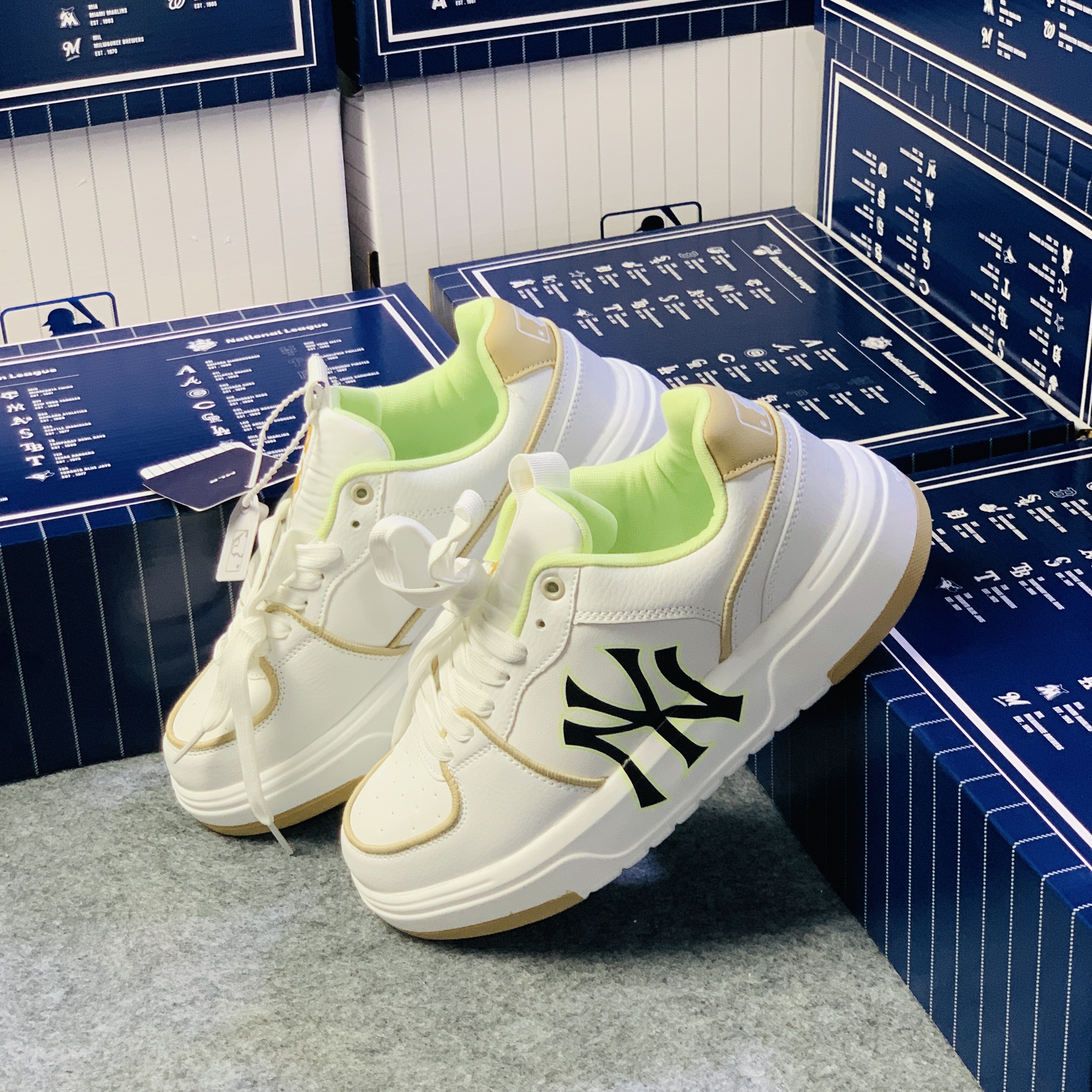 Giày Sneaker Chunky Liner White / Green Nam Giày Sneaker Độn Đế Hack Chiều Cao