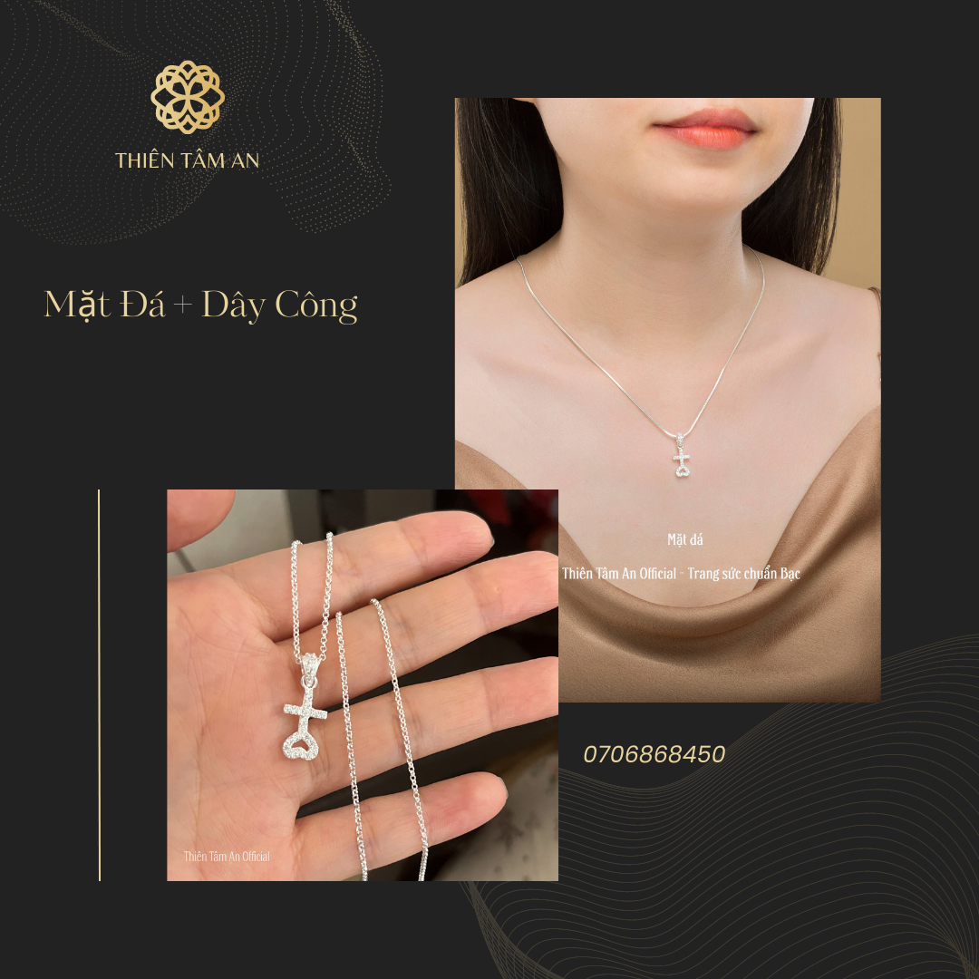 Combo gồm mặt dấu thiên tâm + dây chuyền bạc s925 tta jewelry