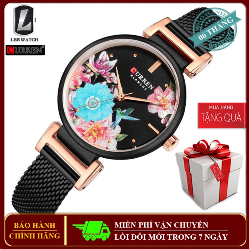 Nơi bán Đồng hồ đeo tay nữ Curren 9053 dây Titanium chống ghỉ, họa tiết mặt được thiết kế tinh xảo các loài hoa và bướm tặng vòng tay chiếc lá kèm hộp đựng Lee Watch