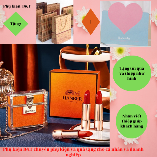(Quà tặng valentine, quà tặng 8/3, quà tặng sinh nhật, quà tặng bạn gái) Set Son Môi Túi Xách 3 Cây HANBER
