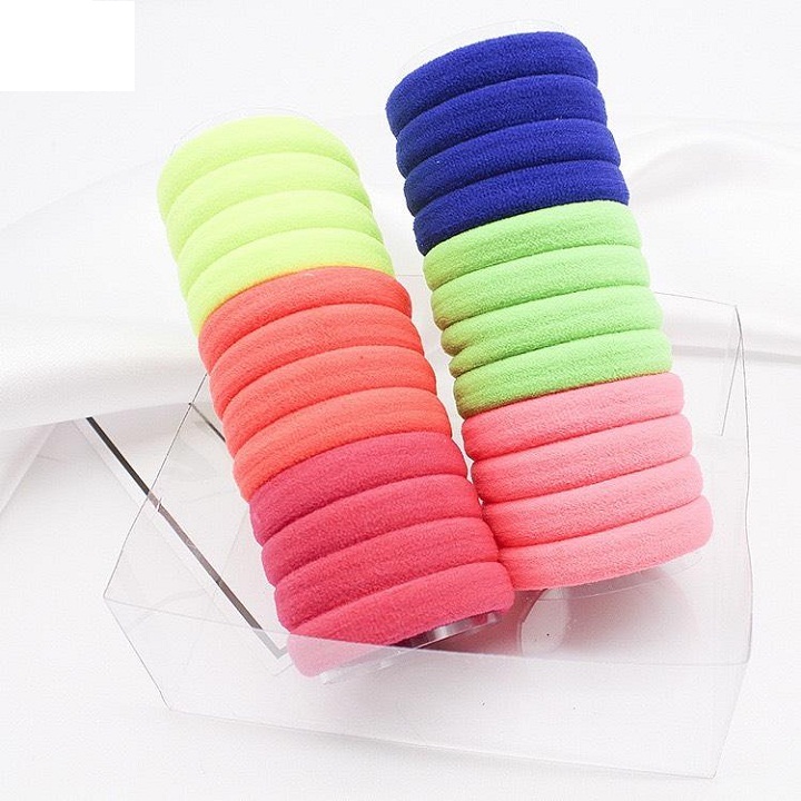 [HCM]Hộp 24 Dây Cột Tóc Buộc Tóc Trơn Nhiều Màu