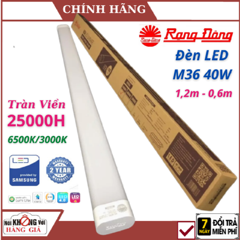 Đèn Led bán nguyệt 1m2 Rạng Đông M36 40W - 20W , loại 1m2/60cm Thiết Kế Tràn Viền Đèn Led Siêu Sáng , Đèn led siêu sáng , Đèn led bán nguyệt 60cm , Đèn led bán nguyệt rạng đông ,bóng tuyp led Rạng Đông