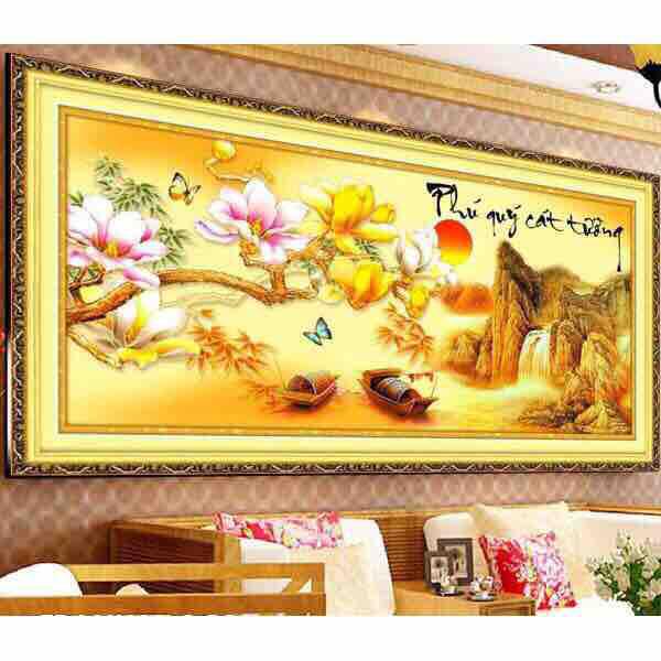 Tranh đính đá phú quý cát tường 100x50cm
