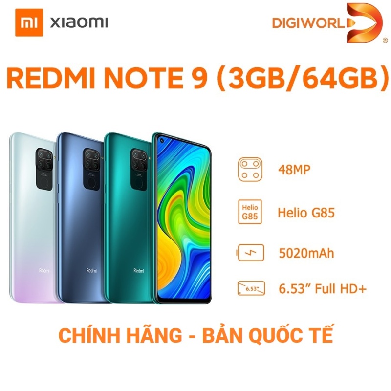 Điện thoại Xiaomi Redmi Note 9 3GB/64GB - Hãng phân phối chính thức