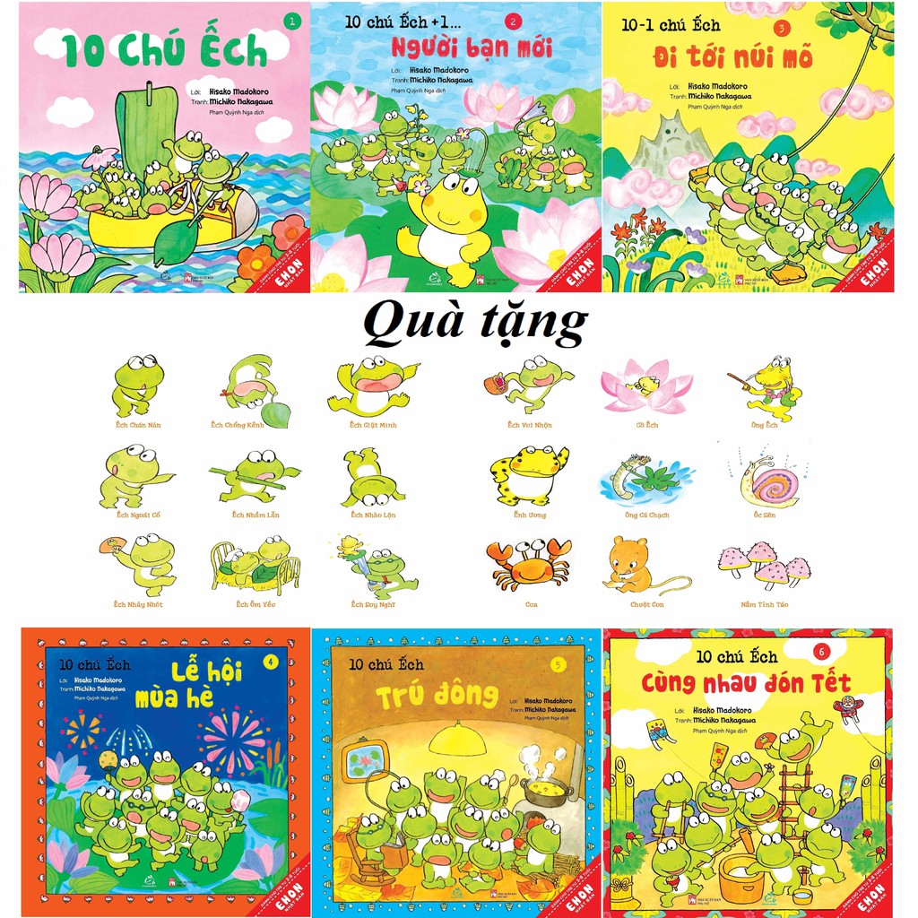 Sách ehon - combo 10 chú ếch phần 1