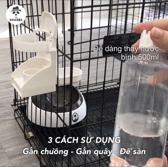 Bình nước gắn chuồng chó cưng - 2 chiều | BossDog