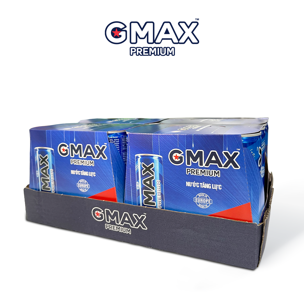 Thùng 24 lon nước tăng lực Gmax Premium vị Classic (250ml x 24)